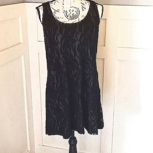 Andrea Behar For Boston Black Sleeveless Lace Formal A Line  Dress Sz Med